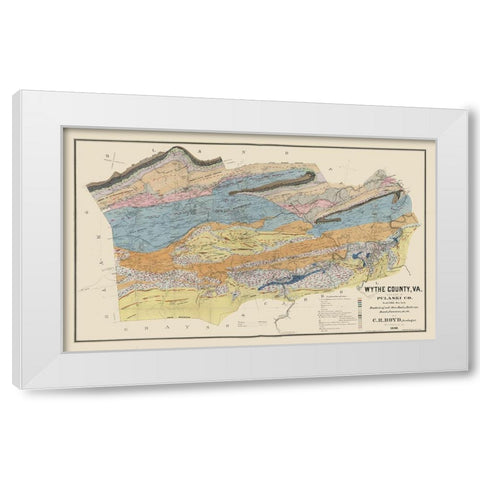 Pulaski County Virginia - Boyd 1890 White Modern Wood Framed Art Print by Pulaski