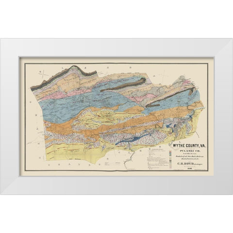 Pulaski County Virginia - Boyd 1890 White Modern Wood Framed Art Print by Pulaski
