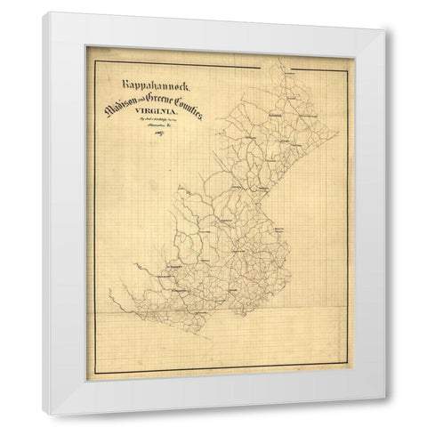 Rappahannock County Virginia - Hotchkifs 1867 White Modern Wood Framed Art Print by Hotchkifs