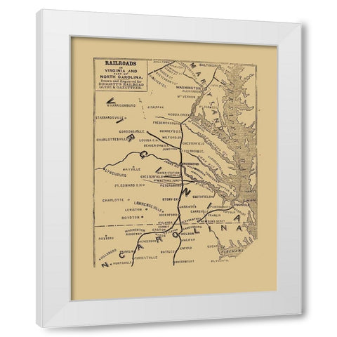 Railroads Virginia North Carolina - 1848 White Modern Wood Framed Art Print by Unknown