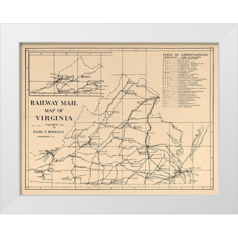 Railway Mail Virginia - Hopkins 1910 White Modern Wood Framed Art Print by Hopkins