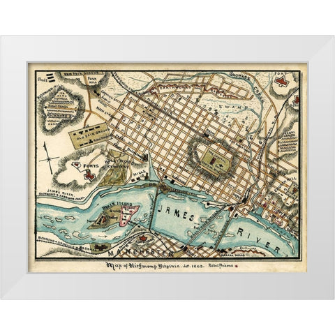 Richmond Virginia - 1863 White Modern Wood Framed Art Print by Unknown