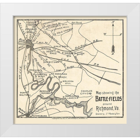 Richmond Virginia - Redd 1896 White Modern Wood Framed Art Print by Redd