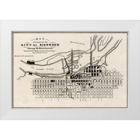 Richmond Virginia - Ludwig 1865 White Modern Wood Framed Art Print by Ludwig