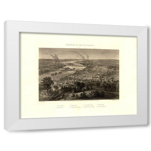 Richmond Virginia - Wells 1863 White Modern Wood Framed Art Print by Wells