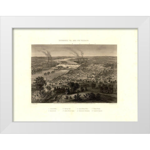 Richmond Virginia - Wells 1863 White Modern Wood Framed Art Print by Wells