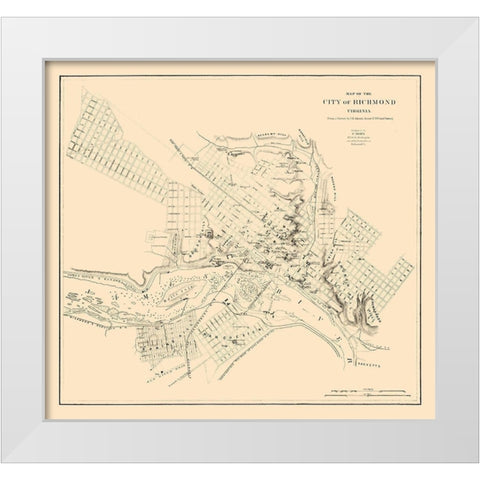 Richmond Virginia - Adams 1864 White Modern Wood Framed Art Print by Adams