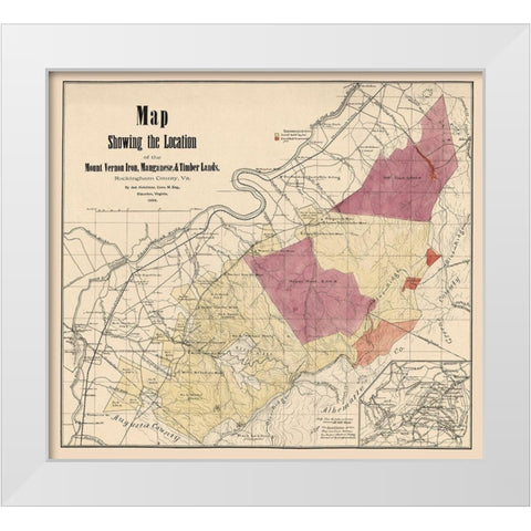 Rockingham County Virginia - Hotchkiss1888 White Modern Wood Framed Art Print by Hotchkiss
