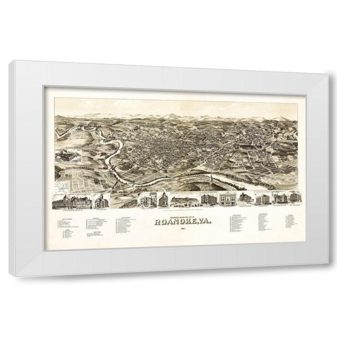 Roanoke Virginia - 1891 White Modern Wood Framed Art Print by Unknown