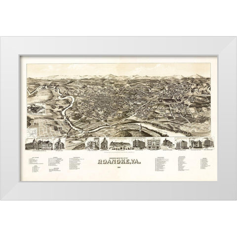 Roanoke Virginia - 1891 White Modern Wood Framed Art Print by Unknown