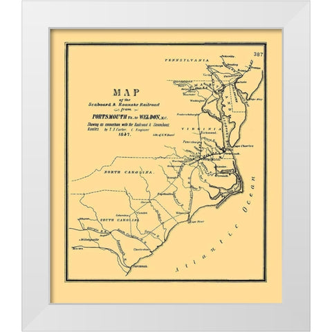Seaboard and Roanoke Railroad - Bouve 1847 White Modern Wood Framed Art Print by Bouve
