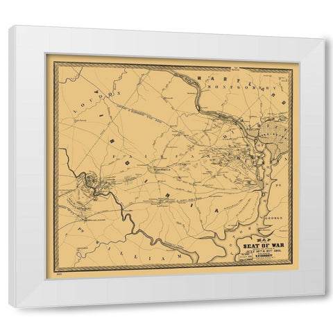 Seat of War Virginia - Corbett 1861 White Modern Wood Framed Art Print by Corbett