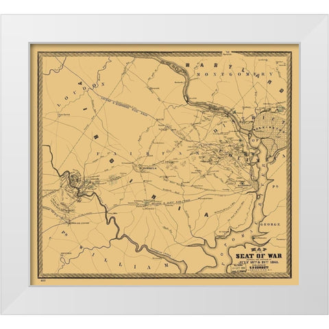 Seat of War Virginia - Corbett 1861 White Modern Wood Framed Art Print by Corbett