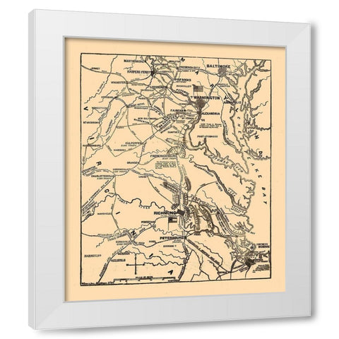 Seat of War Virginia 1861 White Modern Wood Framed Art Print by Unknown