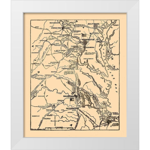 Seat of War Virginia 1861 White Modern Wood Framed Art Print by Unknown