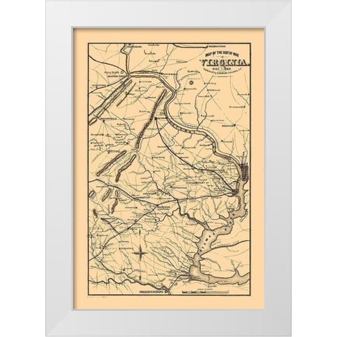Seat of War Virginia - Duncan 1862 White Modern Wood Framed Art Print by Duncan