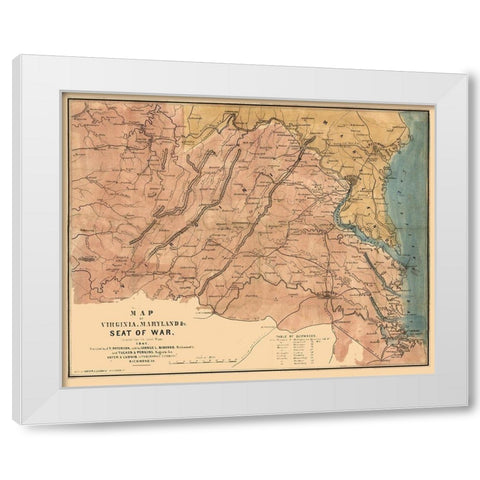 Seat of War Virginia - Ludwig 1861 White Modern Wood Framed Art Print by Ludwig