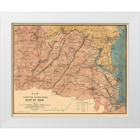 Seat of War Virginia - Ludwig 1861 White Modern Wood Framed Art Print by Ludwig