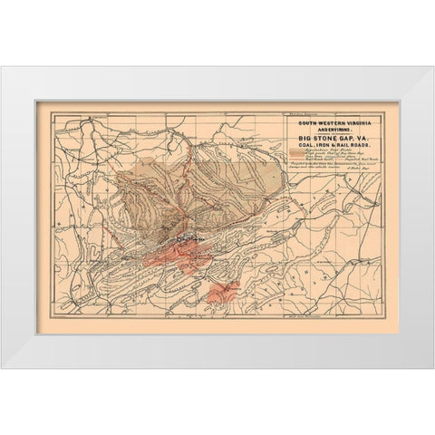South Western Virginia - Nader 1892 White Modern Wood Framed Art Print by Nader
