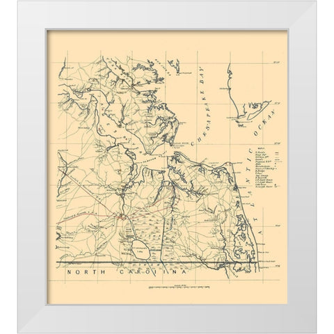 Southeastern Virginia 1862 White Modern Wood Framed Art Print by Unknown