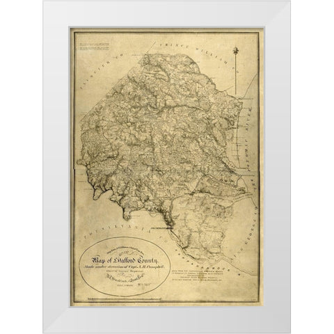Stafford County Virginia - Campbell 1864 White Modern Wood Framed Art Print by Campbell