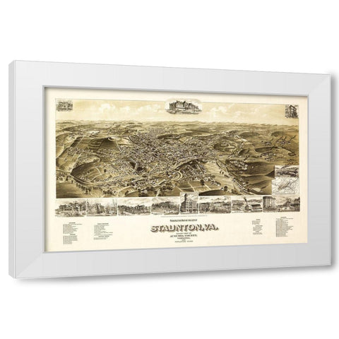 Staunton Virginia - 1891 White Modern Wood Framed Art Print by Unknown