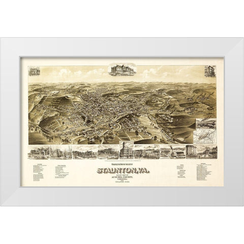 Staunton Virginia - 1891 White Modern Wood Framed Art Print by Unknown