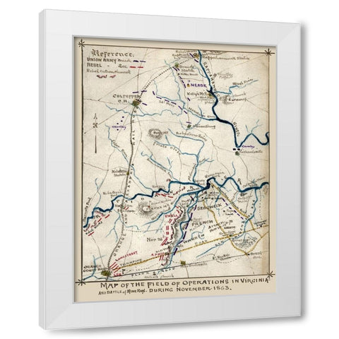 State of Operations Virginia - 1863 White Modern Wood Framed Art Print by Unknown