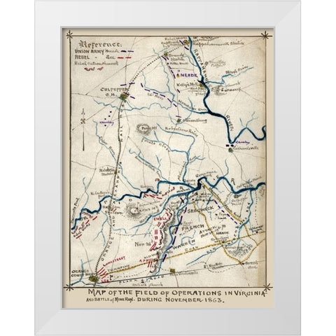State of Operations Virginia - 1863 White Modern Wood Framed Art Print by Unknown