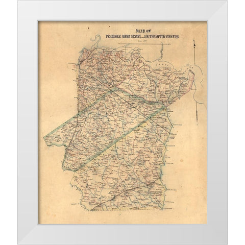 Sussex County Virginia - 1865 White Modern Wood Framed Art Print by Unknown