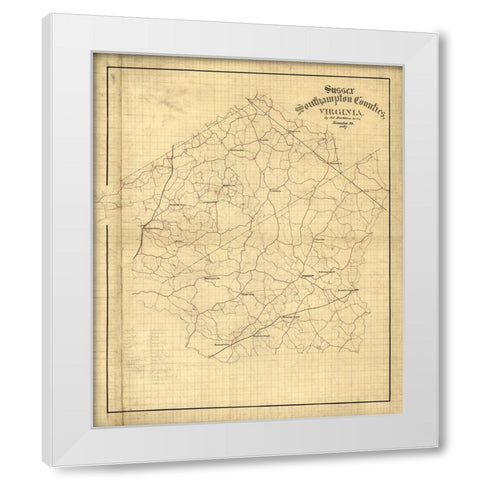 Sussex County Virginia - Hotchkiss 1867 White Modern Wood Framed Art Print by Hotchkiss