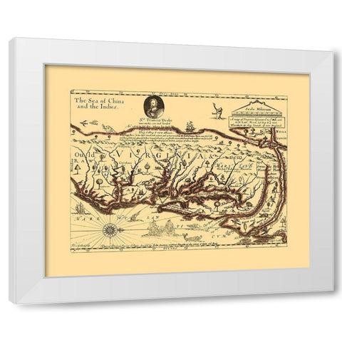 Virginia - Sir Francis Drakes - Hills White Modern Wood Framed Art Print by Hills