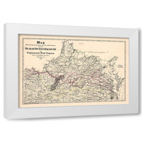 Virginia West Virginia - Hotchkiss 1888 White Modern Wood Framed Art Print by Hotchkiss