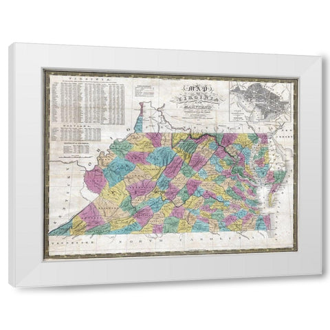 Virginia Maryland - Mitchell 1832 White Modern Wood Framed Art Print by Mitchell