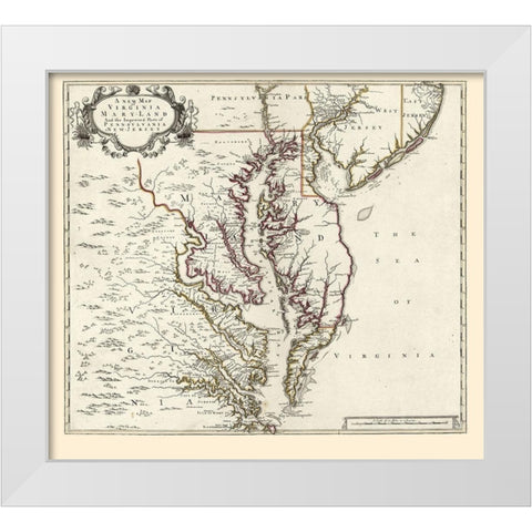 Virginia Maryland - 1700 White Modern Wood Framed Art Print by Unknown