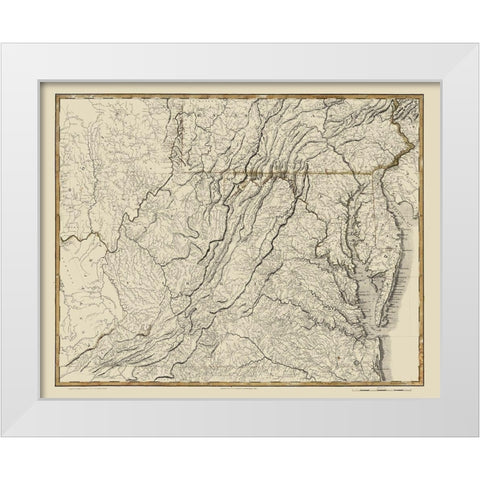 Virginia - Flowman 1814 White Modern Wood Framed Art Print by Flowman
