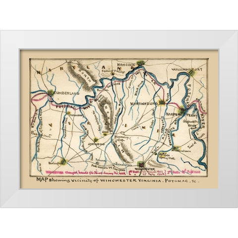 Winchester Virginia - 1862 White Modern Wood Framed Art Print by Unknown
