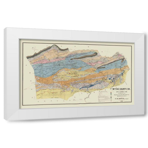 Wythe County Virginia - Boyd 1890 White Modern Wood Framed Art Print by Boyd