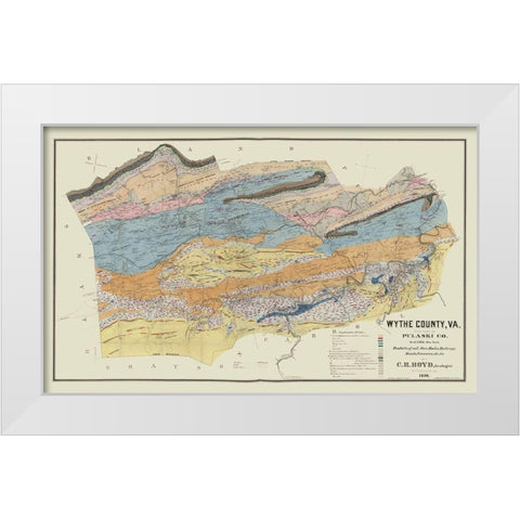 Wythe County Virginia - Boyd 1890 White Modern Wood Framed Art Print by Boyd