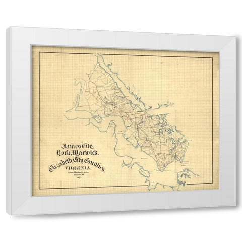 York County Virginia - Hotchkifs 1867 White Modern Wood Framed Art Print by Hotchkifs