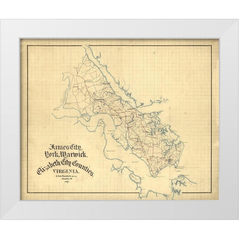 York County Virginia - Hotchkifs 1867 White Modern Wood Framed Art Print by Hotchkifs