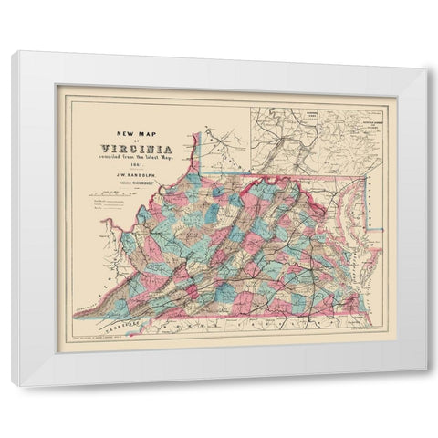 Virginia, West Virginia - Hoyer 1861 White Modern Wood Framed Art Print by Hoyer