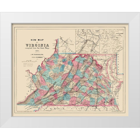 Virginia, West Virginia - Hoyer 1861 White Modern Wood Framed Art Print by Hoyer