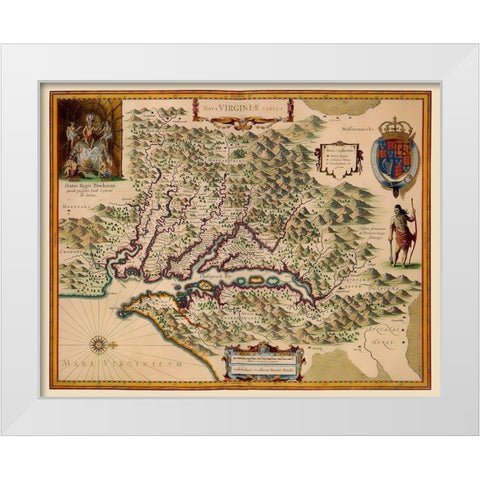 Virginia - Hondius 1633 White Modern Wood Framed Art Print by Hondius