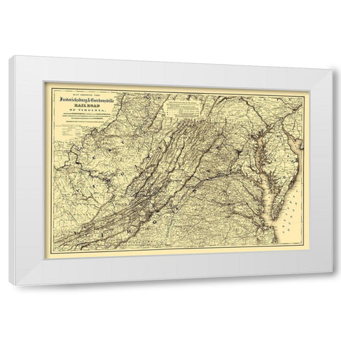 Fredericksburg and Gordonsville Virginia 1869 White Modern Wood Framed Art Print by Colton
