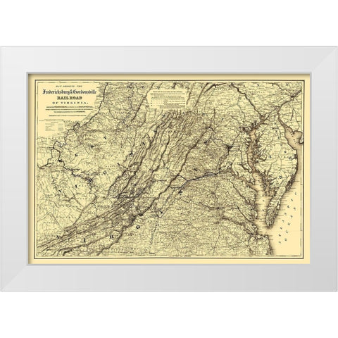 Fredericksburg and Gordonsville Virginia 1869 White Modern Wood Framed Art Print by Colton