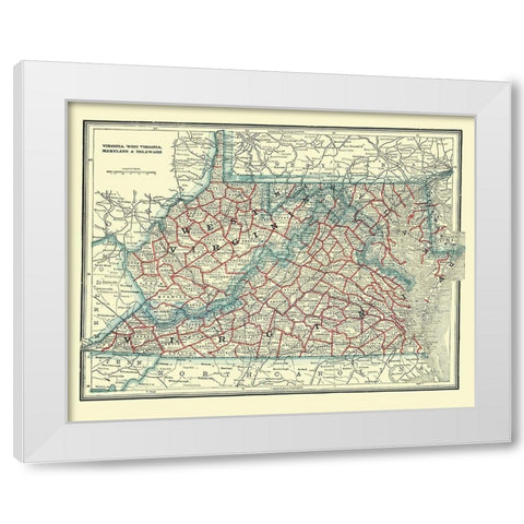 Virginia, West Virginia, Maryland, Delaware 1893 White Modern Wood Framed Art Print by Rathbun