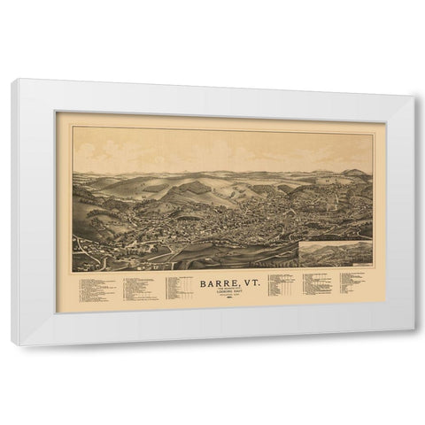 Barre Vermont - Norris 1891 White Modern Wood Framed Art Print by Norris