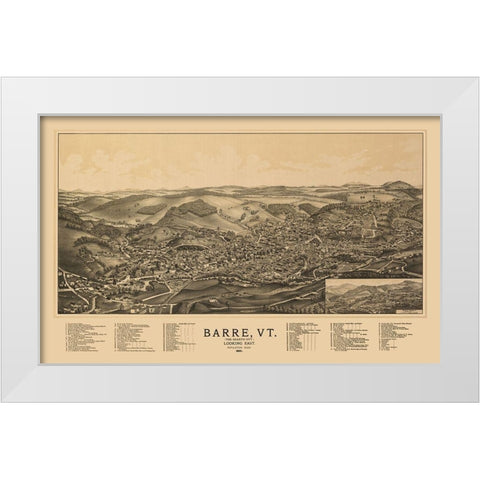 Barre Vermont - Norris 1891 White Modern Wood Framed Art Print by Norris