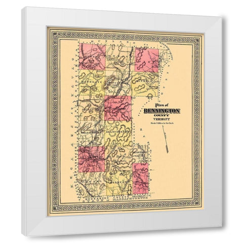 Bennington Vermont - Beers 1876 White Modern Wood Framed Art Print by Beers